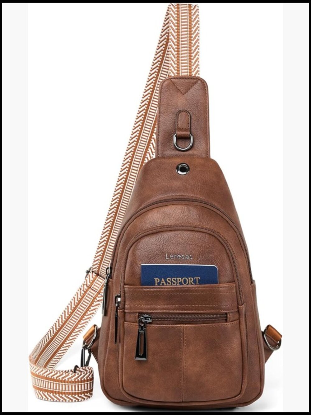 Vegan Leather Sling Bag Crossbody Fanny Pack Travel Purse Adjustable Strap
